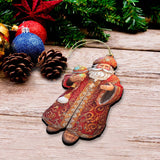 Juego de 3 adornos decorativos de madera de Papá Noel de G. Debrekht - Decoración navideña - 8091032-S3
