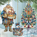 Papá Noel de todo el mundo - Papá Noel de inspiración nórdica - Juego de 3 adornos de madera de G. DeBrekht - Decoración navideña de Papá Noel y muñeco de nieve - 8091312S3