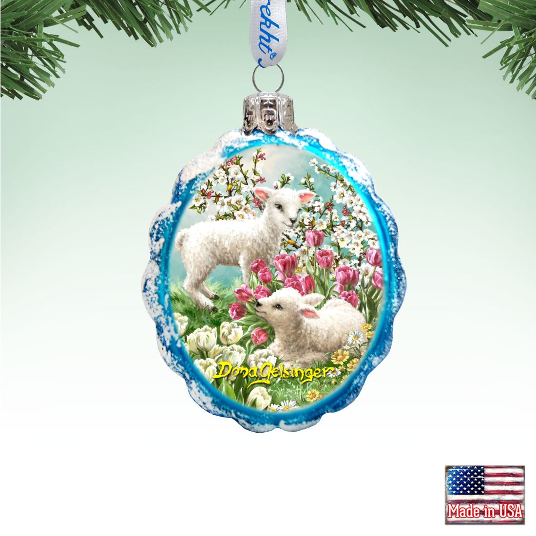 Easter Lambs Mercury Glass Ornament by D. Gelsinger - Easter Spring Decor - 778112-DG