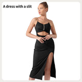 Women's Pure Color Halter Sleeveless Split Dress - Lootquake