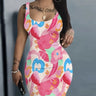 Ladies' Casual Printed Dress With Waist Cinching To Show Off Figure, U-neck Vest, Hip Hugging Dress - Lootquake