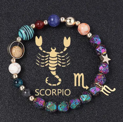 Natural Volcanic Rock Electroplating Twelve Constellations Bracelets - Lootquake