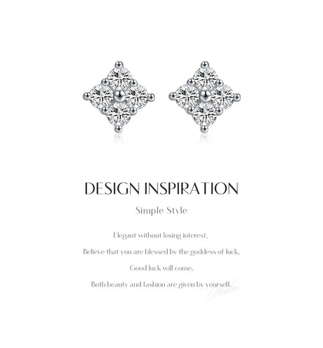 S925 Sterling Silver Diamond Flower Earrings - Lootquake