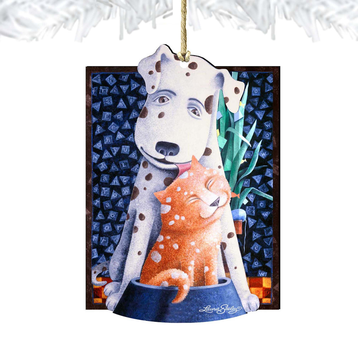 Friendship Wooden Ornaments Pets by Laura Seeley - Pets Dog and Cats Decor - 8511012-LS