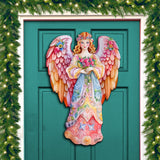 Ángel floral rosa para puerta, decoración navideña de G. Debrekht - 8611023H