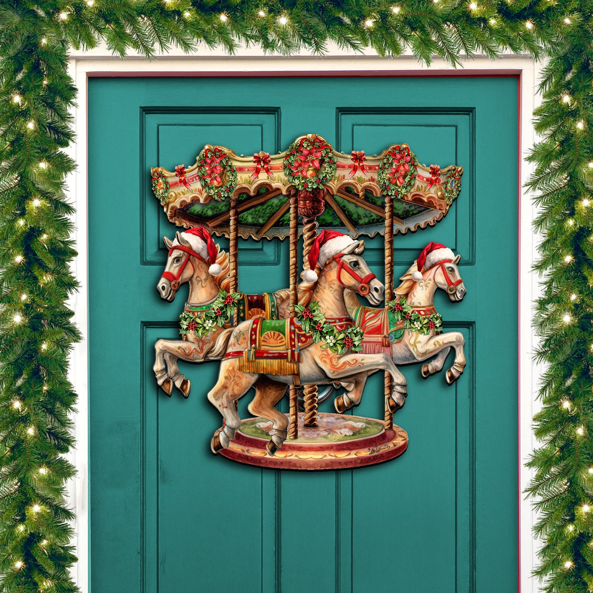 Christmas Carousel Holiday Door Decor  by G. Debrekht - Christmas Decor - 8611030H