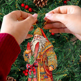 Santa's Skiing Adventure Wooden Ornaments by G. Debrekht - Christmas Santa Snowman Decor - 8691403