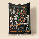 Couverture d'Halloween en flanelle polaire avec motif tête de mort et citrouille, pour femme et homme, légère et moelleuse, idéale pour la chambre ou le canapé, noire