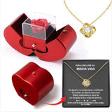 Fashion Jewelry Box Red Apple Christmas Gift Necklace Eternal Rose For Girl Mother's Day Valentine's Day Gifts With Artificial Flower Rose Flower Jewelry Box - Lootquake