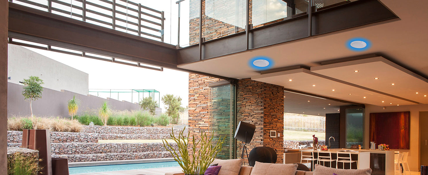 Herdio 2PCS 4 Inch Ceiling Bluetooth Speaker Kit Water Resistant 160W Marine Speakers For Bathroom Kitchen Home Outdoor Camper