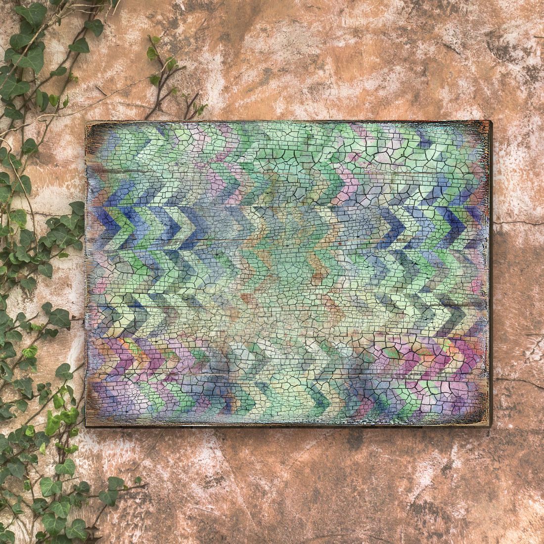 Arte mural rústico gráfico de madera de G. DeBrekht - Decoración floral ornamental - 95002B