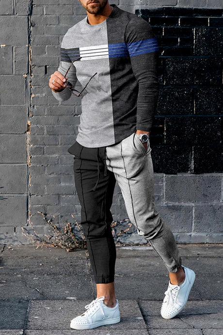 European And American Multi-color Long Sleeve Casual Sports Men Suit - Lootquake