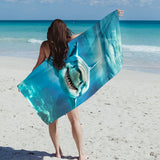 1pc Quick-Dry Microfiber Beach Towel with Vivid Deep-Sea Shark Design - Lightweight, Sand-Resistant, Perfect for Beach, Camping & Hiking - Ideal Gift for Shark Enthusiasts, Beach Blanket