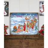 Bellowed Carrier Santa Wooden Wall Art by G. DeBrekht - Christmas Santa Snowman Decor - 8173843B