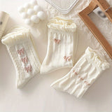 9 pares de calcetines con estampado floral y lazo, bonitos y con volantes, medias y calcetas para mujer