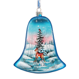 Winter Bunny Bell Glass Ornament by G. DeBrekht - Christmas Decor - 73182