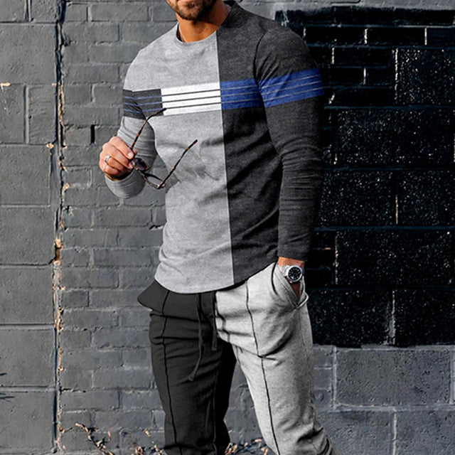 European And American Multi-color Long Sleeve Casual Sports Men Suit - Lootquake