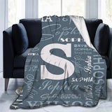 1pc Personalized Name Flannel Blanket - Cozy & Warm, Customized with Your Letters - A Perfect Commemorative Gift for Loved Ones, Ideal for Napping, Camping, & Travel Adventures