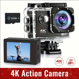 Cámara de acción 4K 30FPS de 12 MP - Cámara deportiva Full HD con conexión wifi - Cámara HD para ciclismo, buceo y exteriores con tarjeta de 32 GB