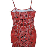 Ladies' Fashionable Cashew Print Sexy And Hot Hip Hugging Suspender Dress - Lootquake