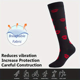 1 Pair of Stylish Striped Compression Socks for Women - Breathable, Comfortable, and Protective Ankle and Calf Support for All-Season Wear - Hand Wash Only, Nylon Blend Knit Fabric