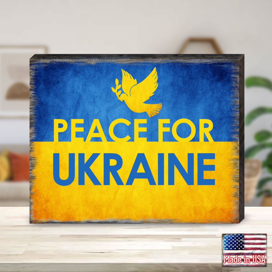 Piece for Ukraine Wooden Wall Art - International Decor - 95122B
