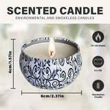 16pcs Blue And White Porcelain Scented Candle Smokeless, No Drip, Elegant Romantic Candle, Suitable For Family, Swimming Pool, Sabbath, Wedding, Church, Also Very Suitable For Halloween, Thanksgiving, Valentine'S Day And So O