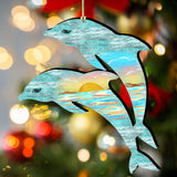 Dolphins Wooden Ornaments by G. DeBrekht - Coastal Holiday Decor - 8198519