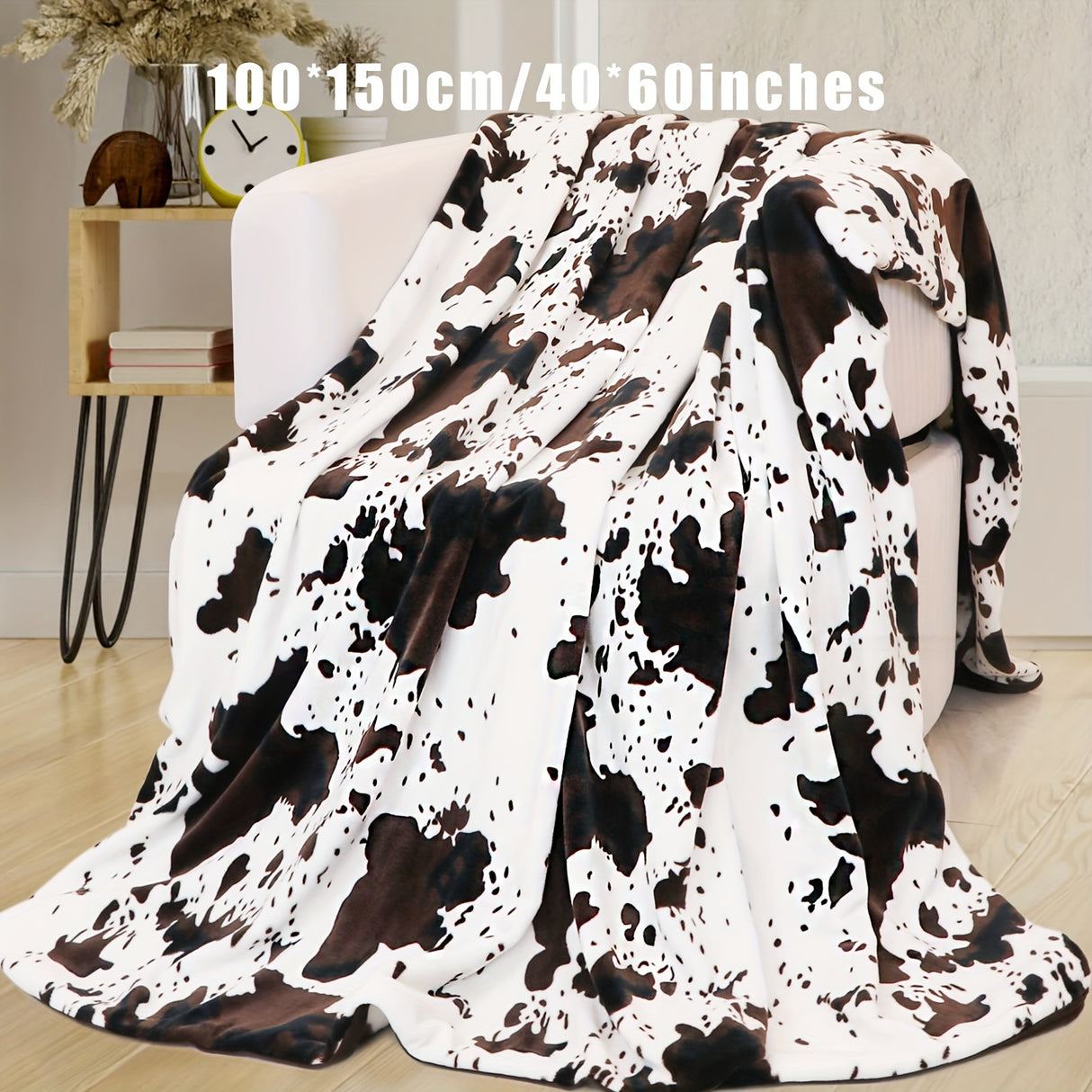 Manta suave y cálida con estampado de vaca, franela ligera y afelpada para sofá, cama, regalo decorativo para el hogar en todas las estaciones.