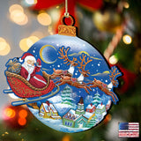 Up-Up and Away Christmas Wooden Ornaments by G. DeBrekht - Christmas Santa Snowman Decor - 8112160