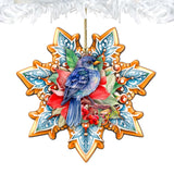 Blue Bird Snowflake Wooden Ornaments by G. Debrekht - Nature Wildlife Decor - 8688410