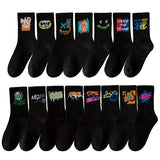3/6/8/10/12 paires de chaussettes mi-longues avec graffitis et peinture au pistolet pour une mode, un confort et une durabilité personnalisés