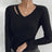 Ladies' Hollowed Out V-neck Long Sleeved Solid Color Sexy Versatile Knitted Cardigan - Lootquake