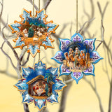 Nativity Snowflake Wooden Ornaments Set of 3 by G. Debrekht - Nativity Holiday Decor - 8090153-S3