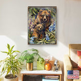 Grin &amp; Bear it - Arte mural de madera de madre y cachorro oso grizzly de J. Bergsma - Decoración de vida silvestre - 8592947BP-JB