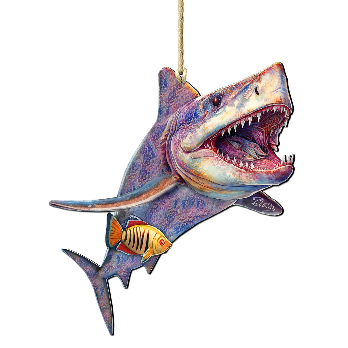 Coastal Christmas Decor - Shark Wooden Ornaments by G.Debrekht Coastal Holiday Decor - 8688201