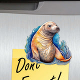 Juego de 6 imanes decorativos de madera con leones marinos de G. Debrekht - Decoración costera con fauna - 8090127G-S6