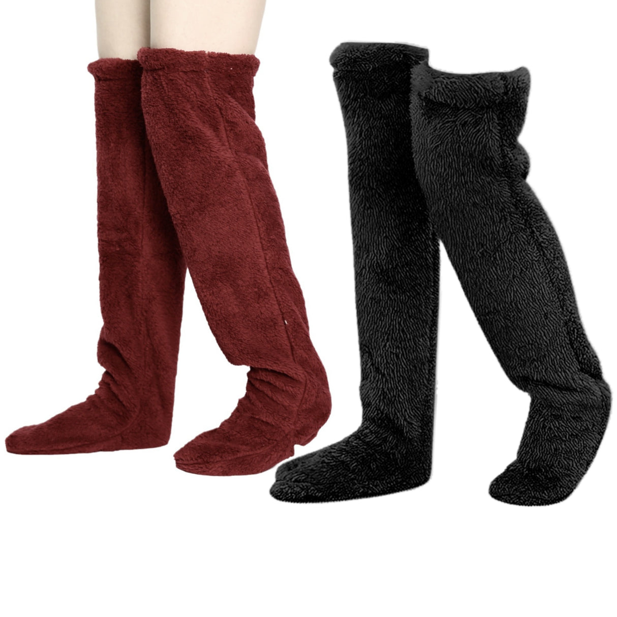 Calcetines afelpados hasta el muslo para parejas: medias de punto cálidas y duraderas por encima de la rodilla, de fácil cuidado.