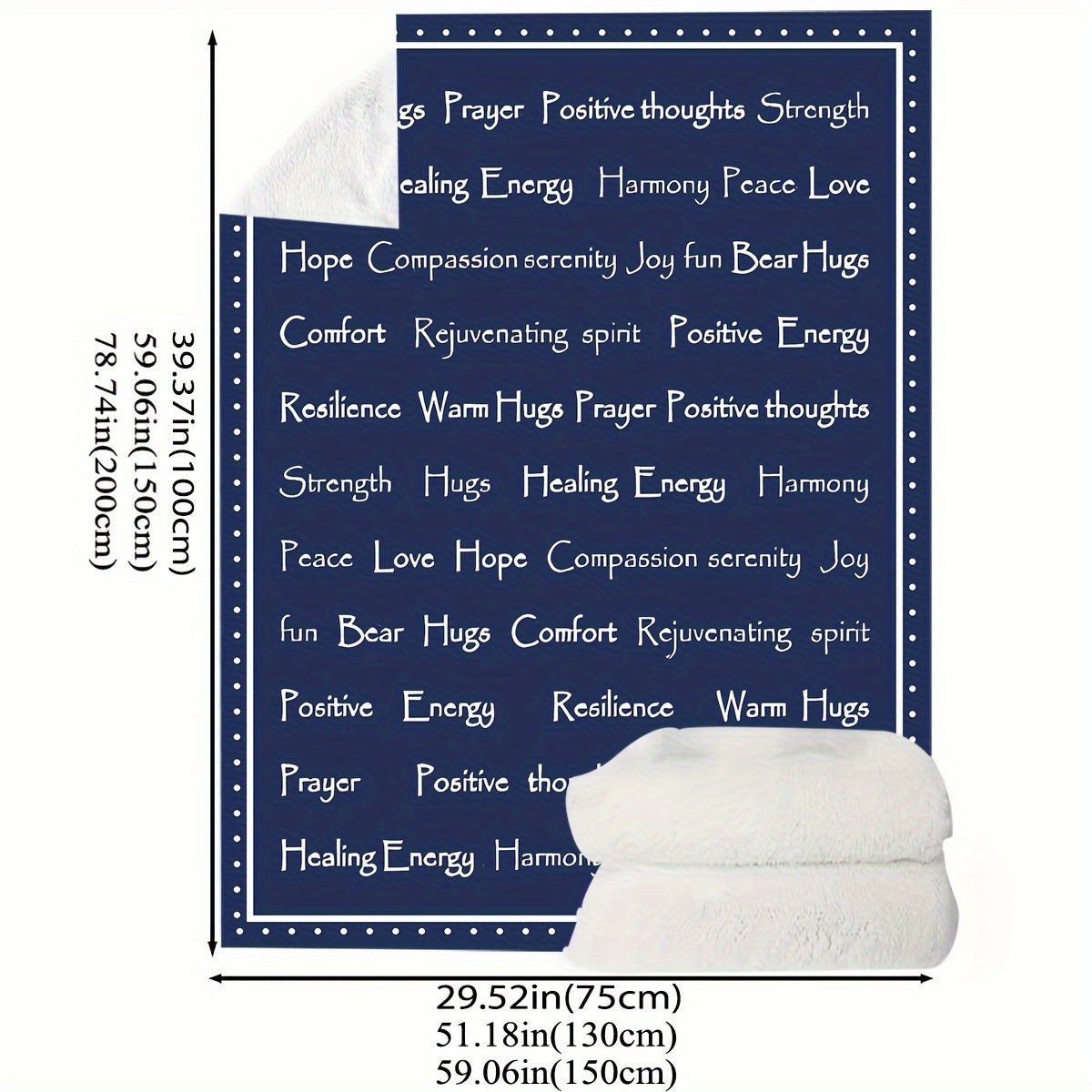 Cozy Blue Encouragement Hug Blanket - Soft Flannel, Inspirational Print For Rehab & Comfort, Perfect For Naps, Camping, And Gifting To Friends & Family