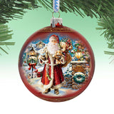 Silent Night Santa Glass Ornament Limited Edition by D. Gelsinger - Christmas Santa Snowman Decor - 73891-1315