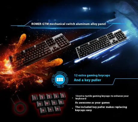 G413 Gaming Electronic Sports Mechanical Keyboard Desktop Backlight 104 Key Metal Panel - Lootquake