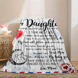 1pc Envelope Printed Flannel Blanket, To My Daughter From Mom Blanket For All Season, Warm Cozy Soft Throw Blanket Nap Blanket For Couch Bed Sofa Office Camping Travel Home Decor, Holiday Gift Blanket For Daughter