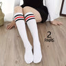 2 Pairs Striped Calf Socks, College Style Party Knee High Socks, Women's Stockings & Hosiery