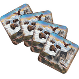 Juego de 4 posavasos de corcho de madera con diseño de lobos invernales de Nature Wonders - Decoración de vida silvestre - 95222C-S4