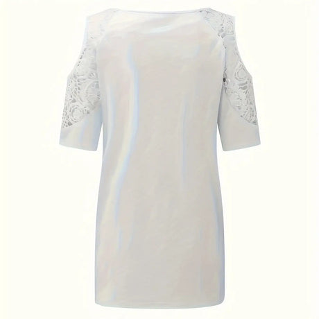 Women's V-neck Floral Print Contrasting Lace Off Shoulder Top - Lootquake