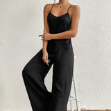 Ladies' Cross Leisure Vacation Lazy Backless Wide Leg Pants Camisole Skirt Jumpsuit - Lootquake