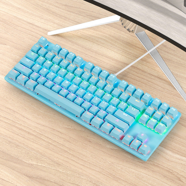 87-Key Mechanical Keyboard with Green Switches - Desktop Non-Punch Design