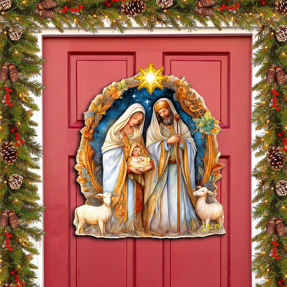 Nostalgic Nativity Scene Holiday Door Decor by G. Debrekht - Nativity Holiday Decor - 8611074H