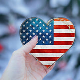 Adornos de madera con forma de corazón patriótico - Decoración navideña americana - 8187130-2