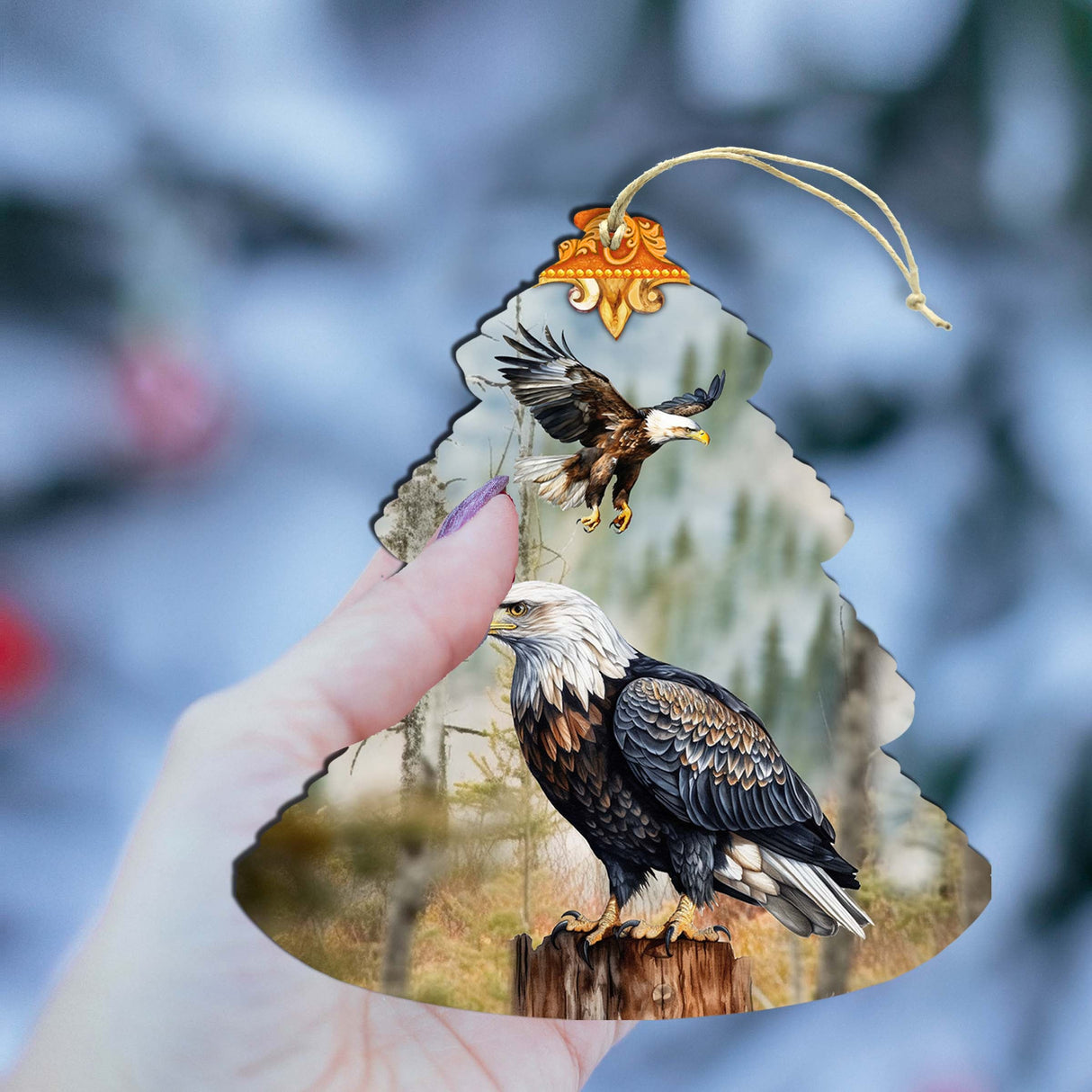 Adornos de madera para árbol de águilas calvas de Alaska de G.Debrekht - Decoración navideña con temática de vida silvestre - 870006